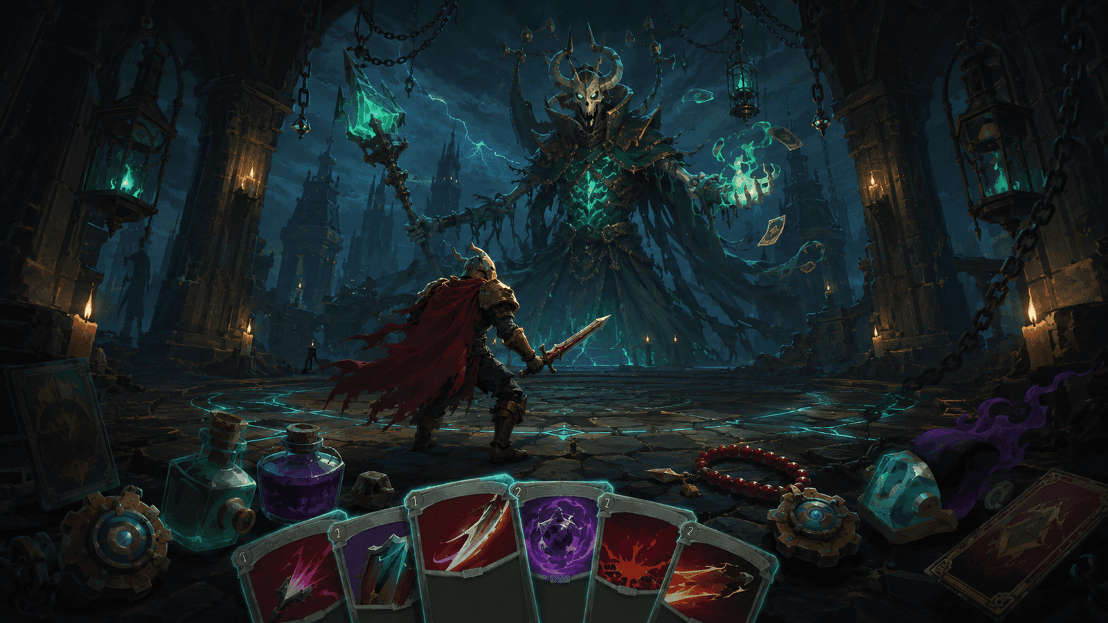 Fan-made Slay the Spire 2 boss encounter scene with cards, relics, and combat UI